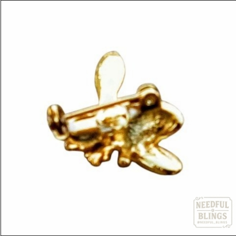 Vintage Red Enamel Bee Brooch Gold Rhinestone Insect Pin | Bundle Deal Available - Picture 4 of 7